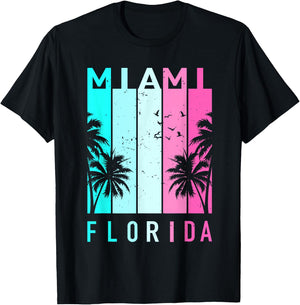 Retro Miami Florida Beach Souvenir Men Women Kids T-Shirt - T-Shirt | Black
