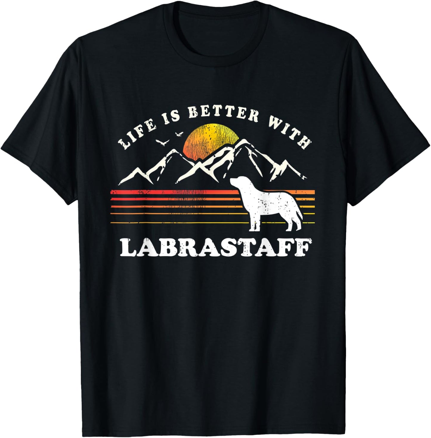 Life Better Labrastaff Vintage Dog Mom Dad T-Shirt - T-Shirt | Black