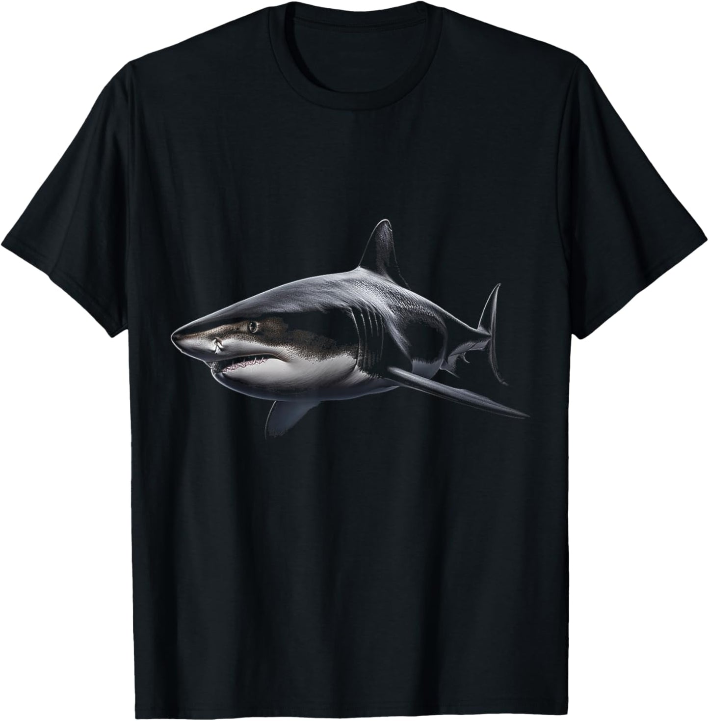 Shark Drawing Illustration Art Animal Motif Graphic Shark T-Shirt - T-Shirt | Black