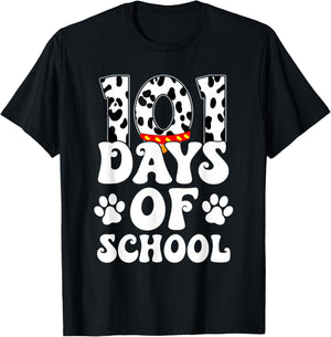 Happy 101 Days School Cute Dog Lover 100 Days Student Kids T-Shirt - T-Shirt | Black