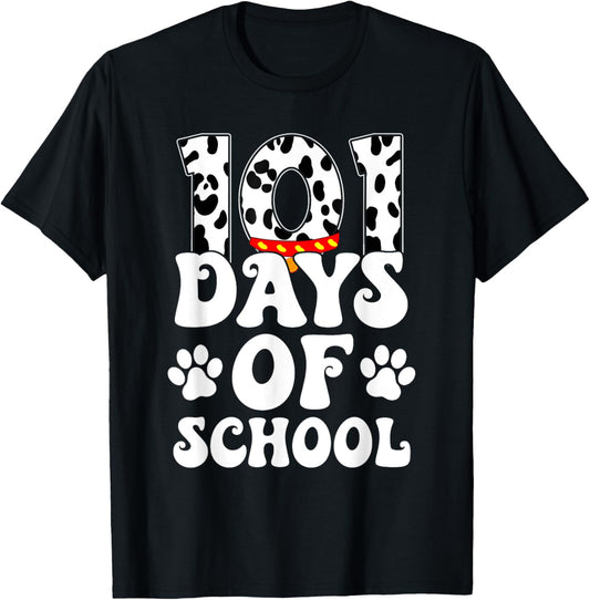 Happy 101 Days School Cute Dog Lover 100 Days Student Kids T-Shirt - T-Shirt | Black