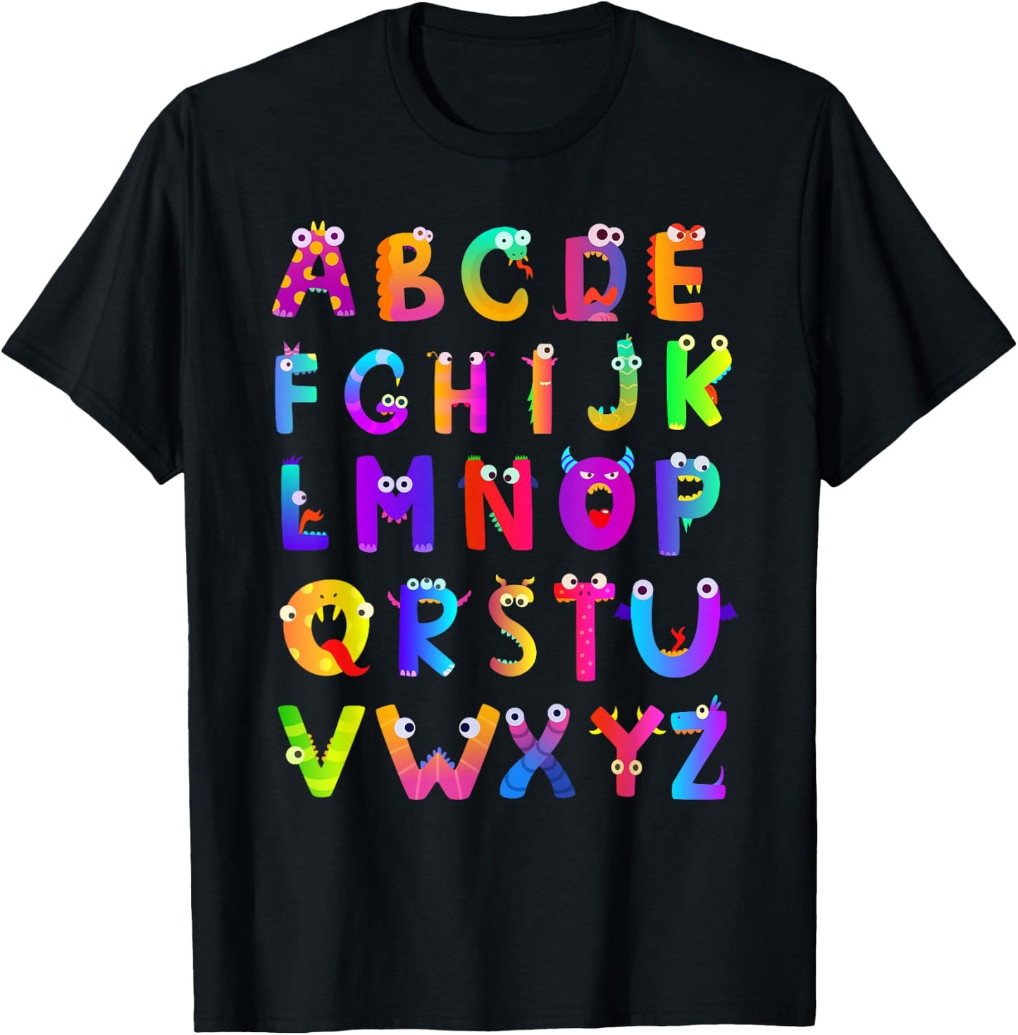 Monster ABC Cute Alphabet Halloween Teacher Costume Kids T-Shirt - T-Shirt | Black