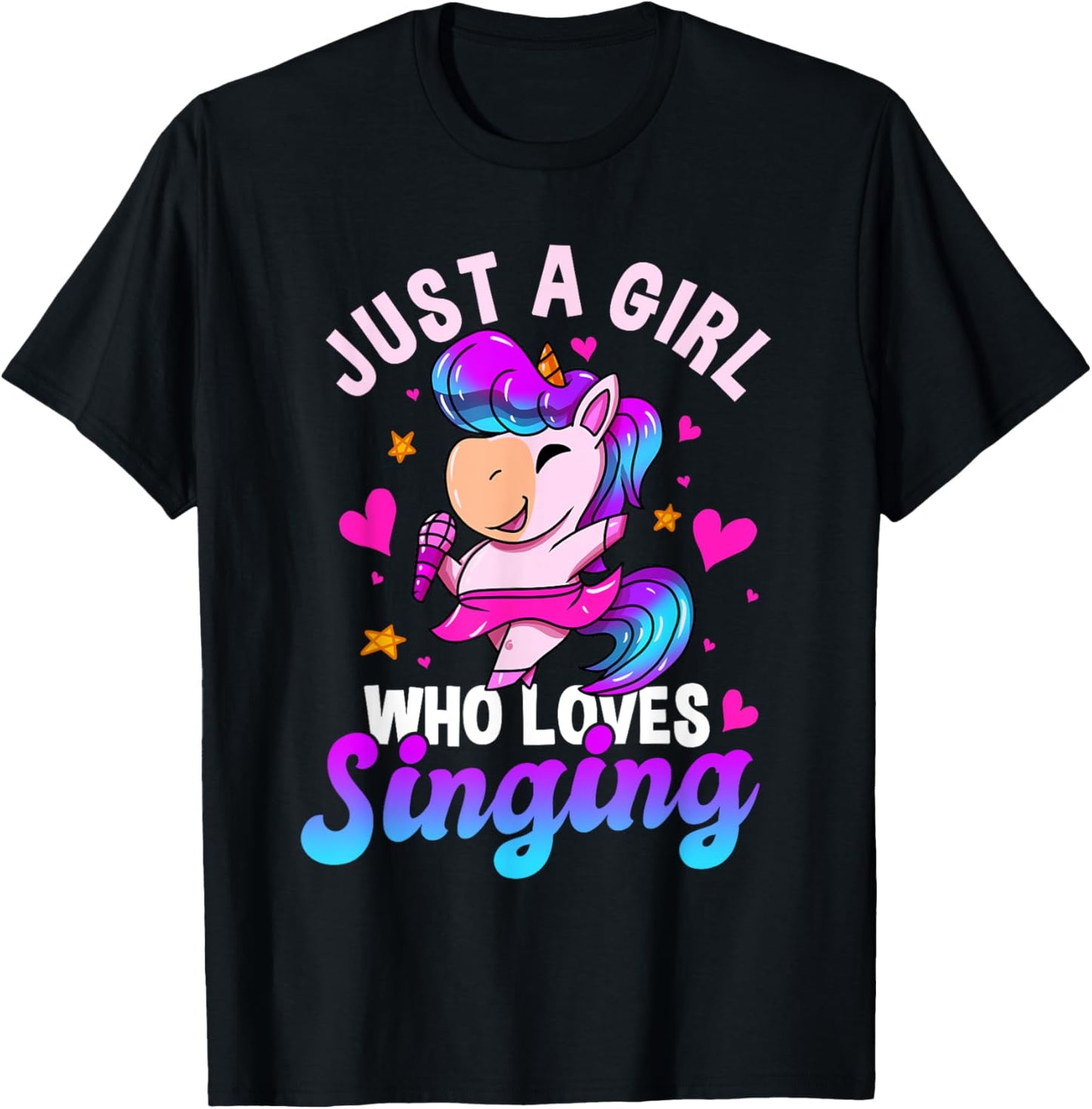 Just A Girl Who Loves Singing Funny Karaoke Singer Unicorn T-Shirt - T-Shirt | Black