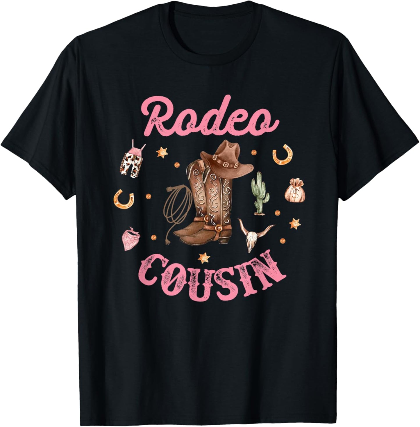 Rodeo Cousin - Cousin Western Cowboy Cowgirl Birthday Family T-Shirt - T-Shirt | Black