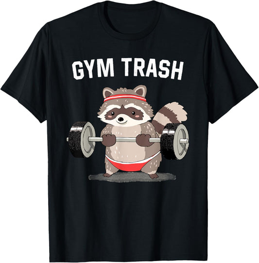 Raccoon Gym Trash Shirt Funny Fitness Racoon Weightlifting T-Shirt - T-Shirt | Black