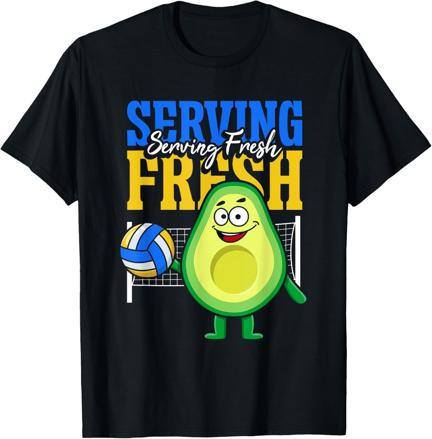 Avocado Volleyball Serving Fresh T-Shirt - T-Shirt | Black