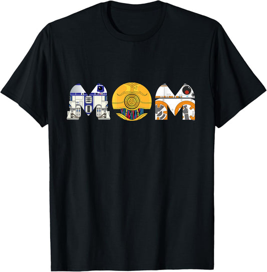 Star Wars Droids R2-D2 C-3PO BB-8 Mom Mother’s Day Birthday T-Shirt - T-Shirt | Black
