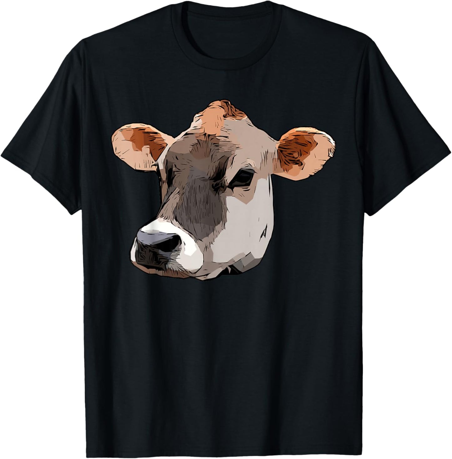Jersey Cattle Face Design Farmer Art Cow Animal Graphic T-Shirt - T-Shirt | Black