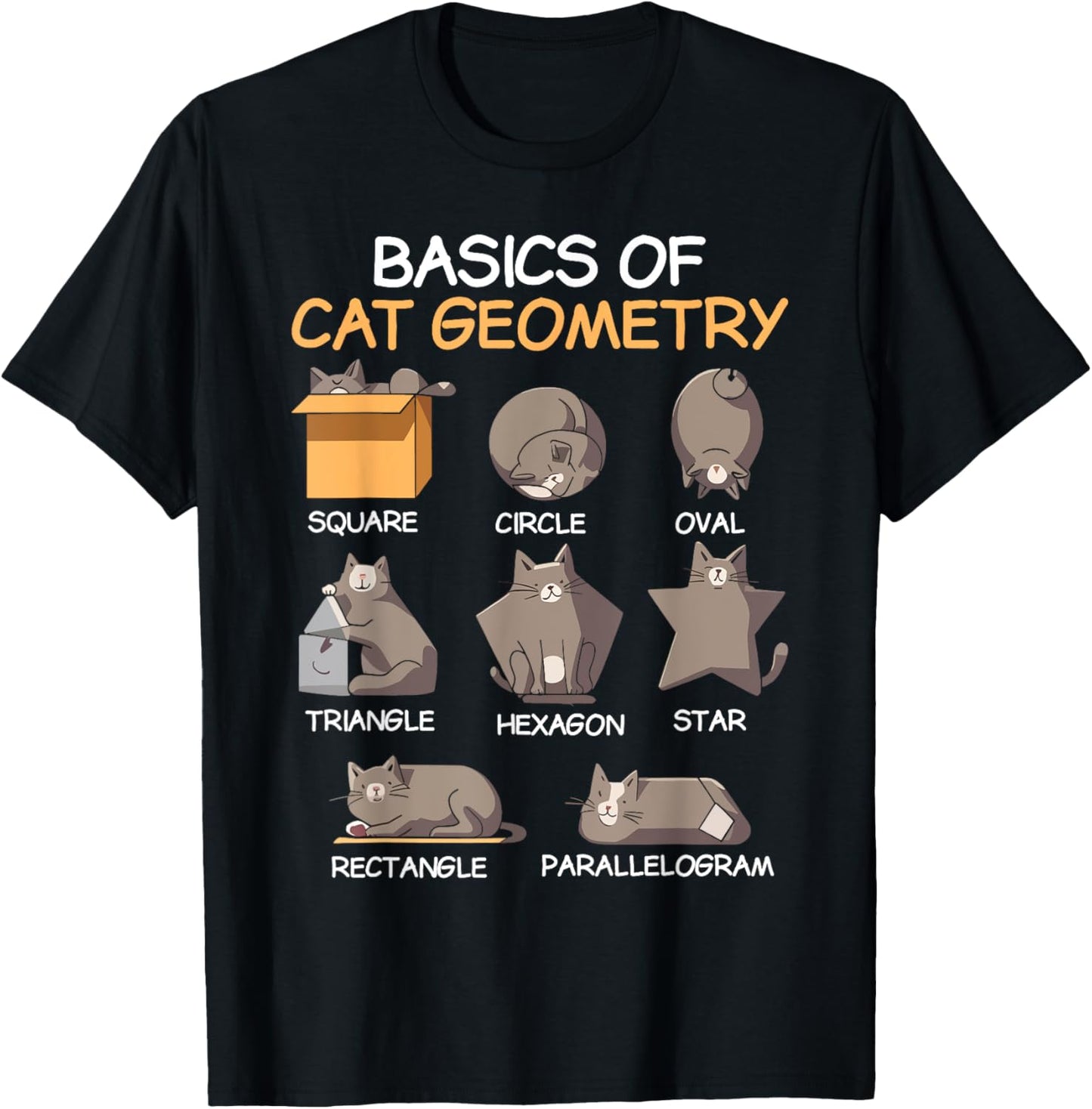 Cat Geometry Math Funny Cat Gifts For Cat Dad, Cat Mom, Kids T-Shirt - T-Shirt | Black