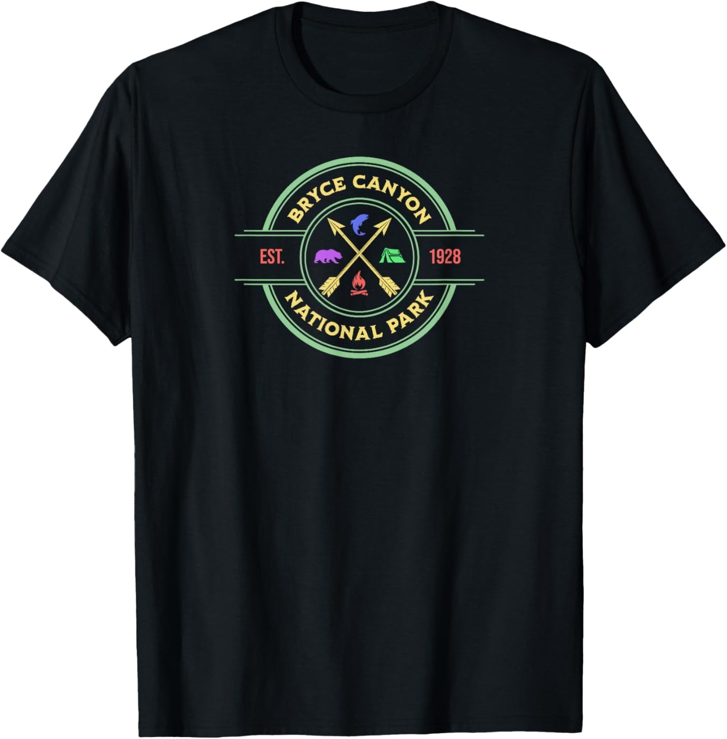 Bryce Canyon National Park Rustic Style Logo Camping Hiking T-Shirt - T-Shirt | Black