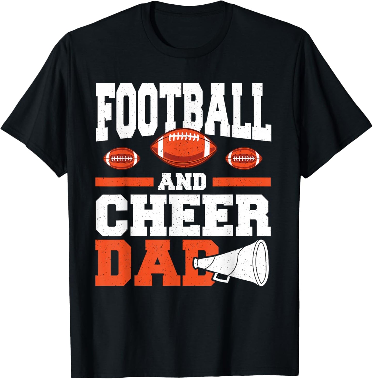 Father Of Two Football And Cheer Dad T-Shirt - T-Shirt | Black