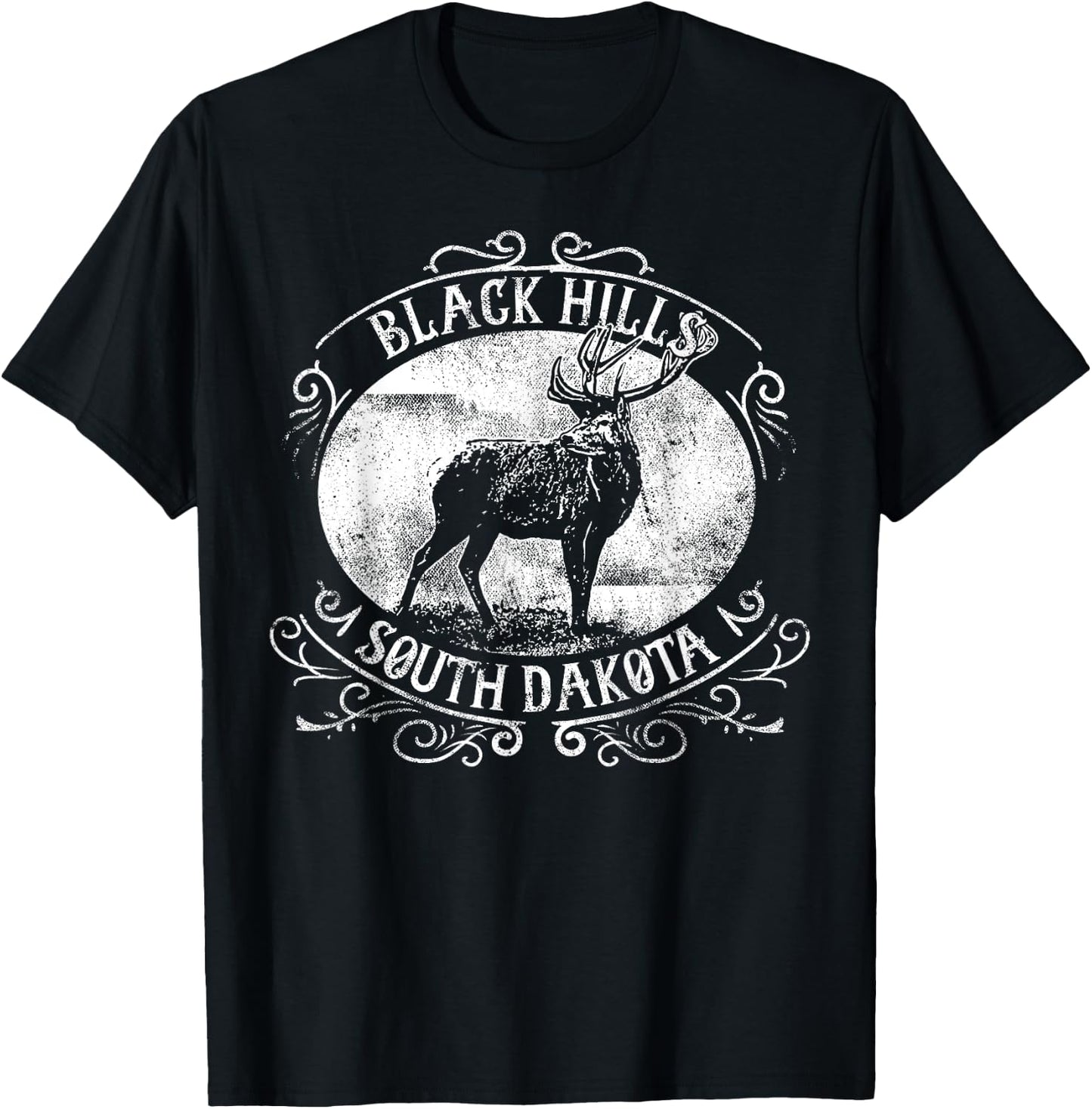 Black Hills South Dakota Deer T-Shirt - T-Shirt | Black