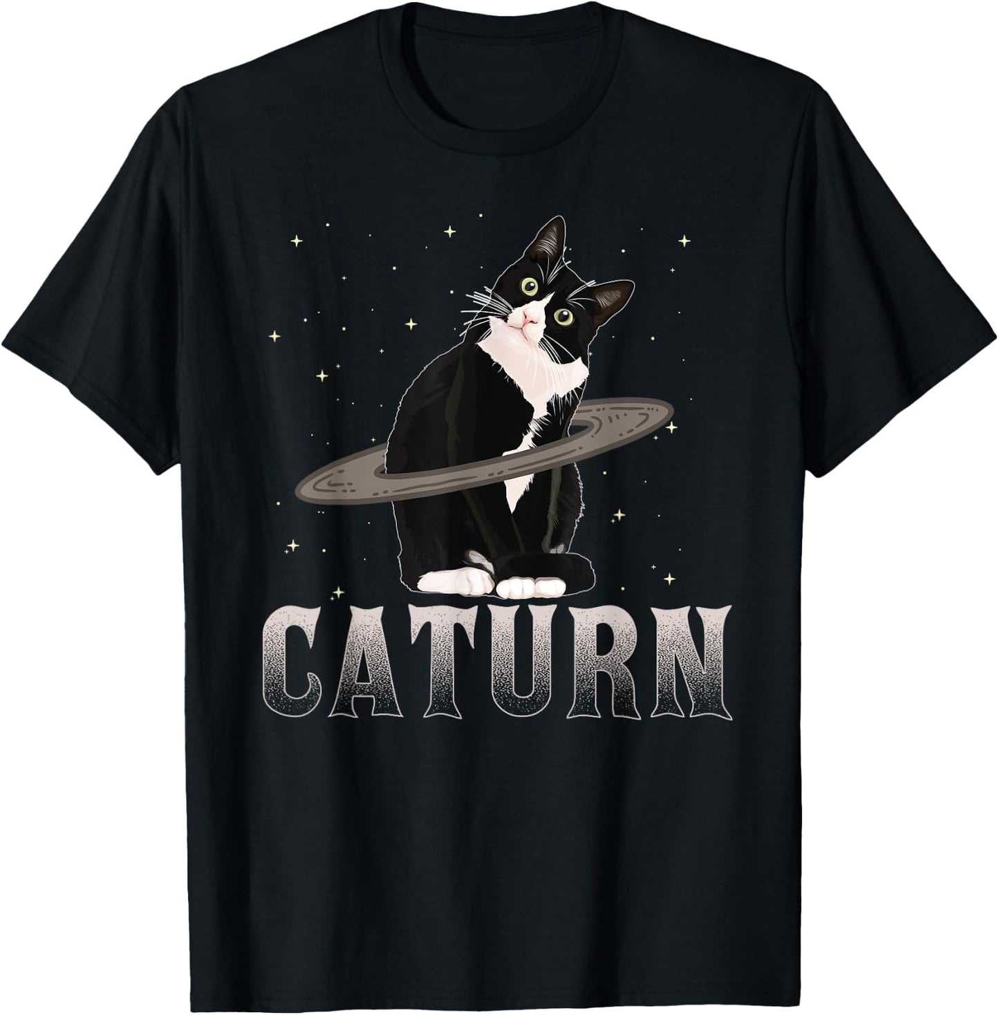 Caturn Cat Mom Cat Dad Space Cat Shirt Women Kids T-Shirt - T-Shirt | Black