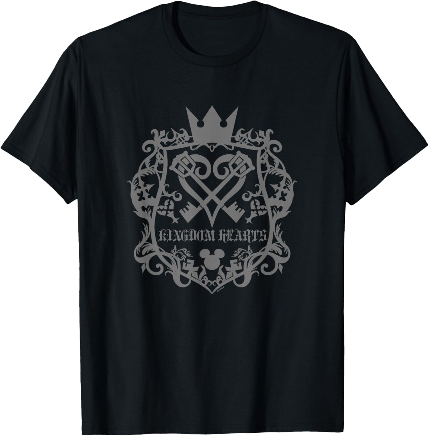 Kingdom Hearts Scrolled Keys Crossed Heartless Design T-Shirt - T-Shirt | Black