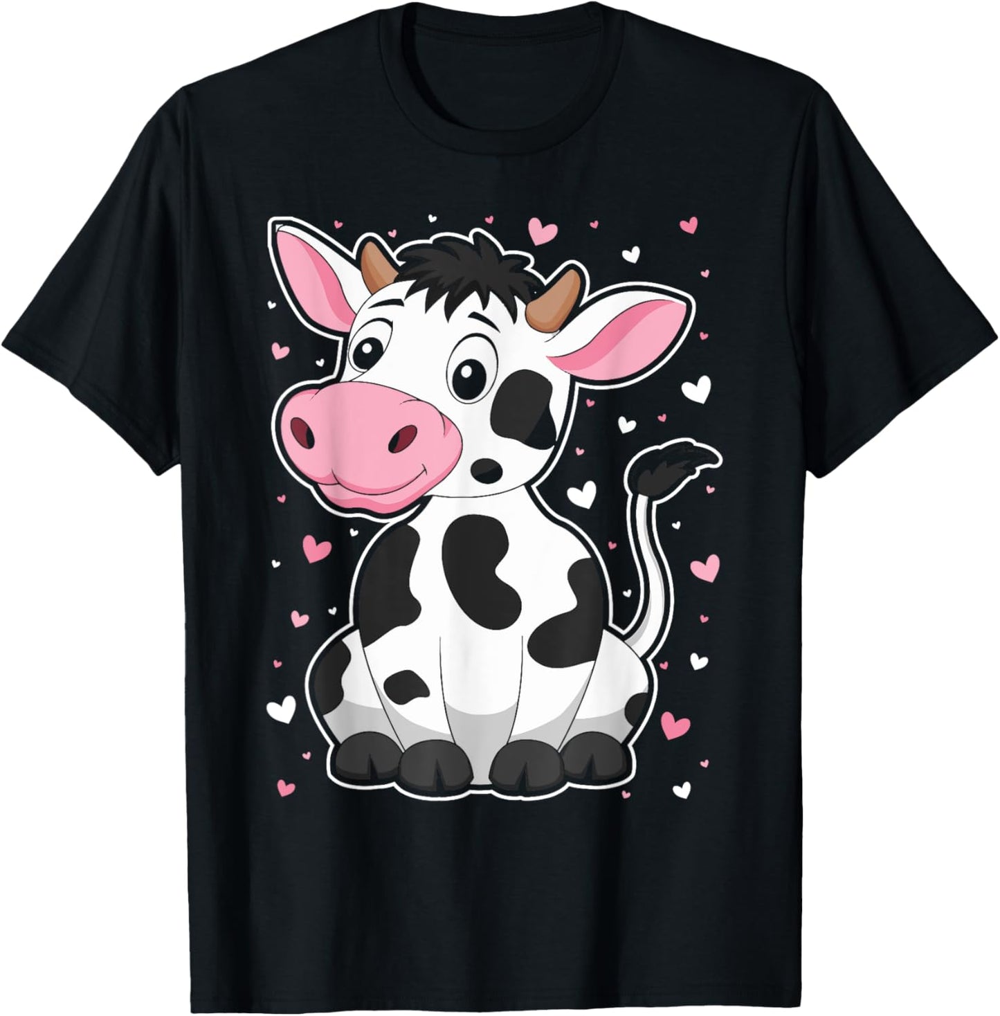 Cute Cow Print Kawaii Cow Lover Women Girls Kids Toddlers T-Shirt - T-Shirt | Black