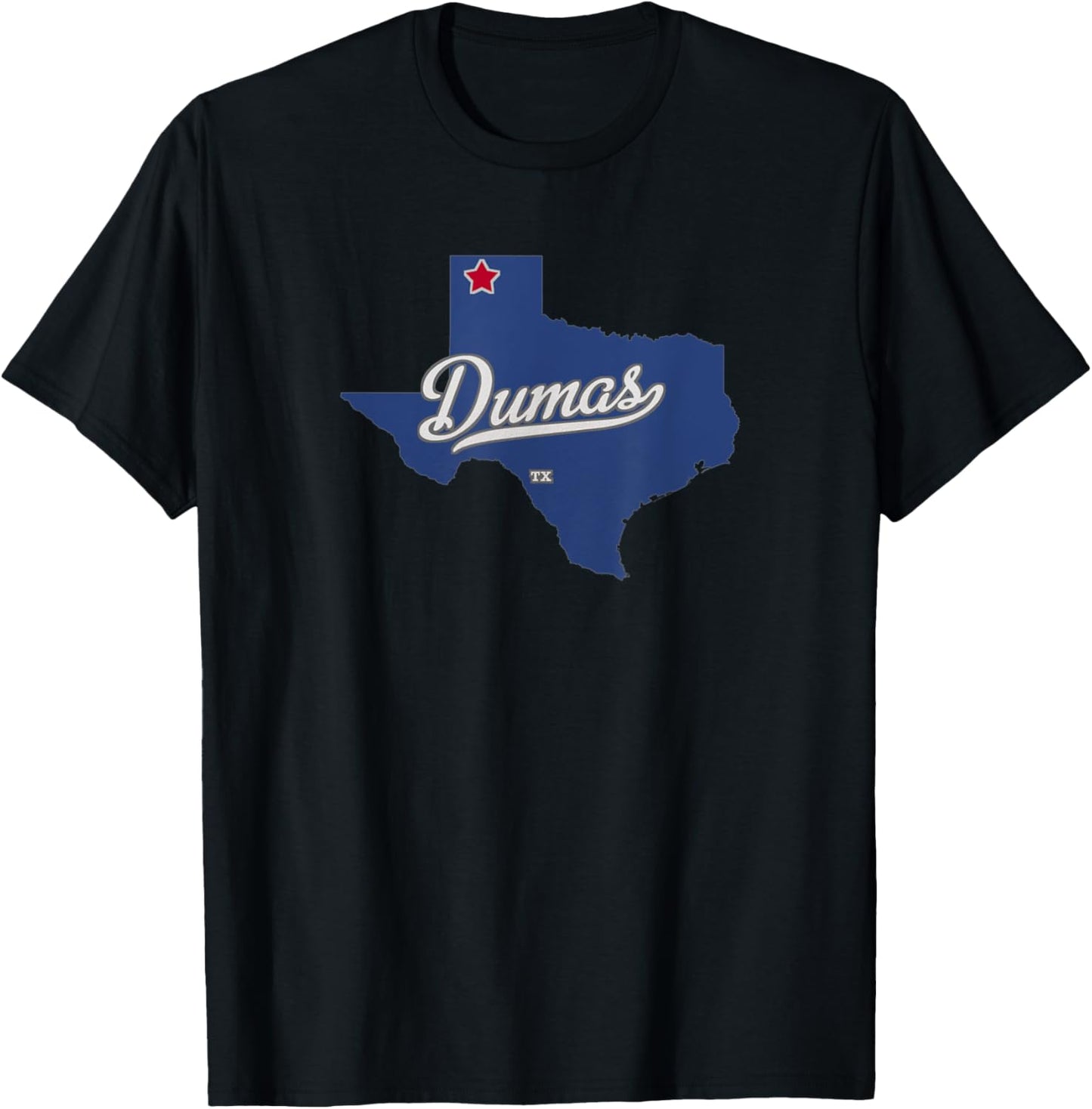 Dumas Texas TX Map T-Shirt - T-Shirt | Black
