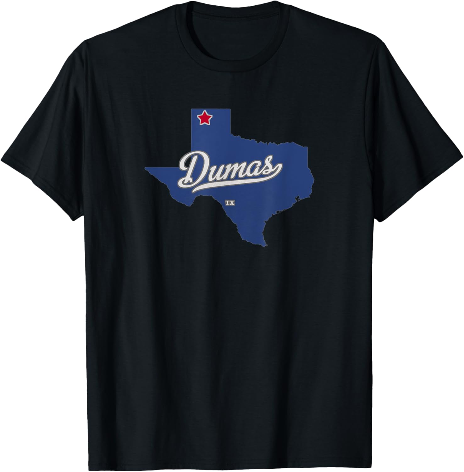 Dumas Texas TX Map T-Shirt - T-Shirt | Black