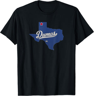 Dumas Texas TX Map T-Shirt - T-Shirt | Black