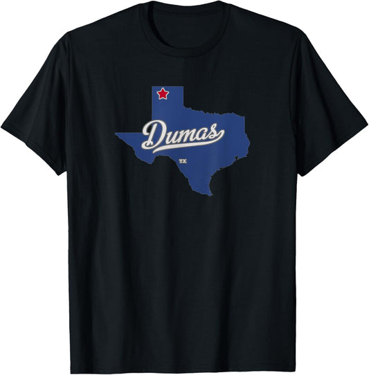 Dumas Texas TX Map T-Shirt - T-Shirt | Black