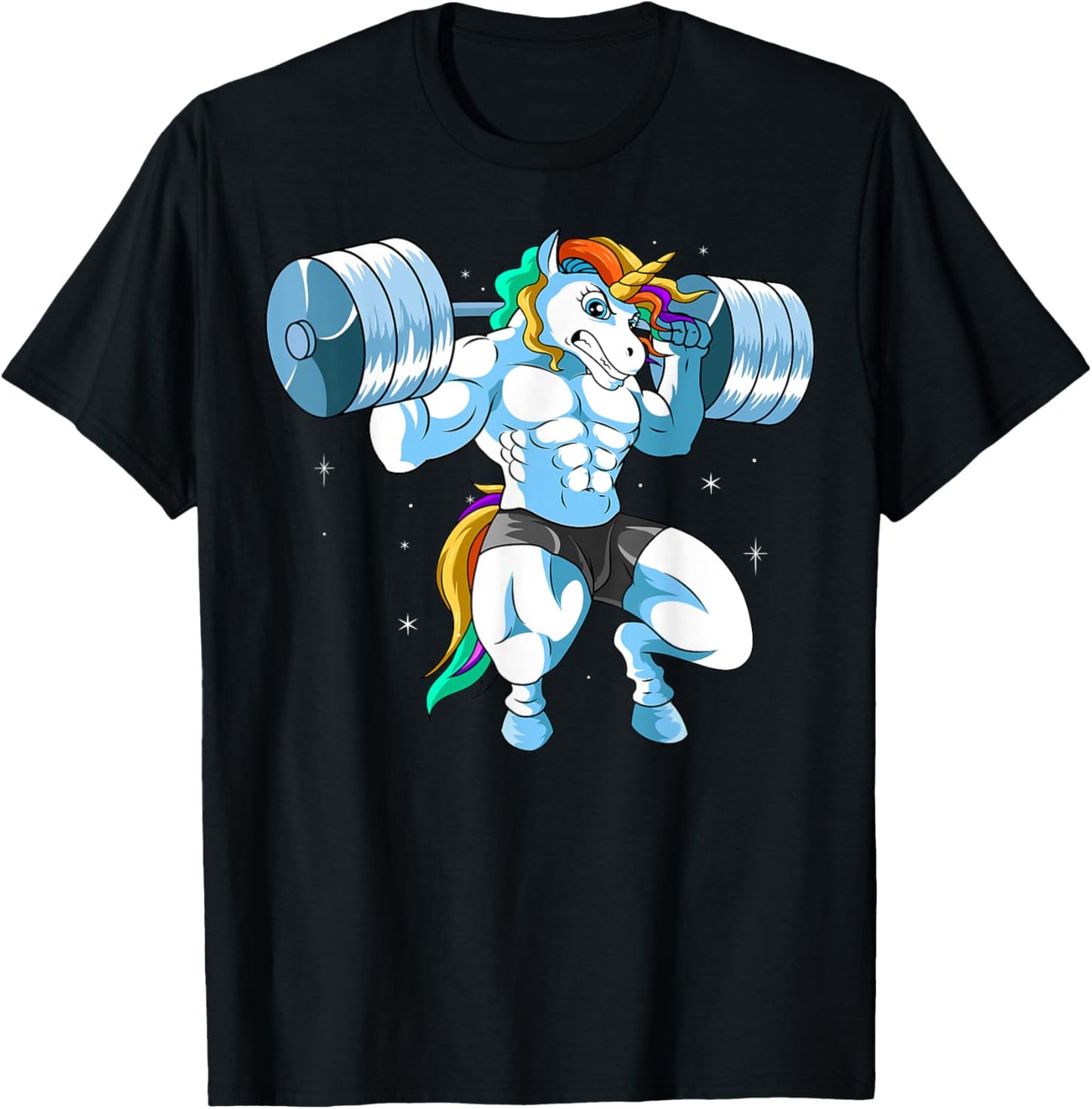Weightlifing Barbell - Funny Unicorn Weightlifter T-Shirt - T-Shirt | Black
