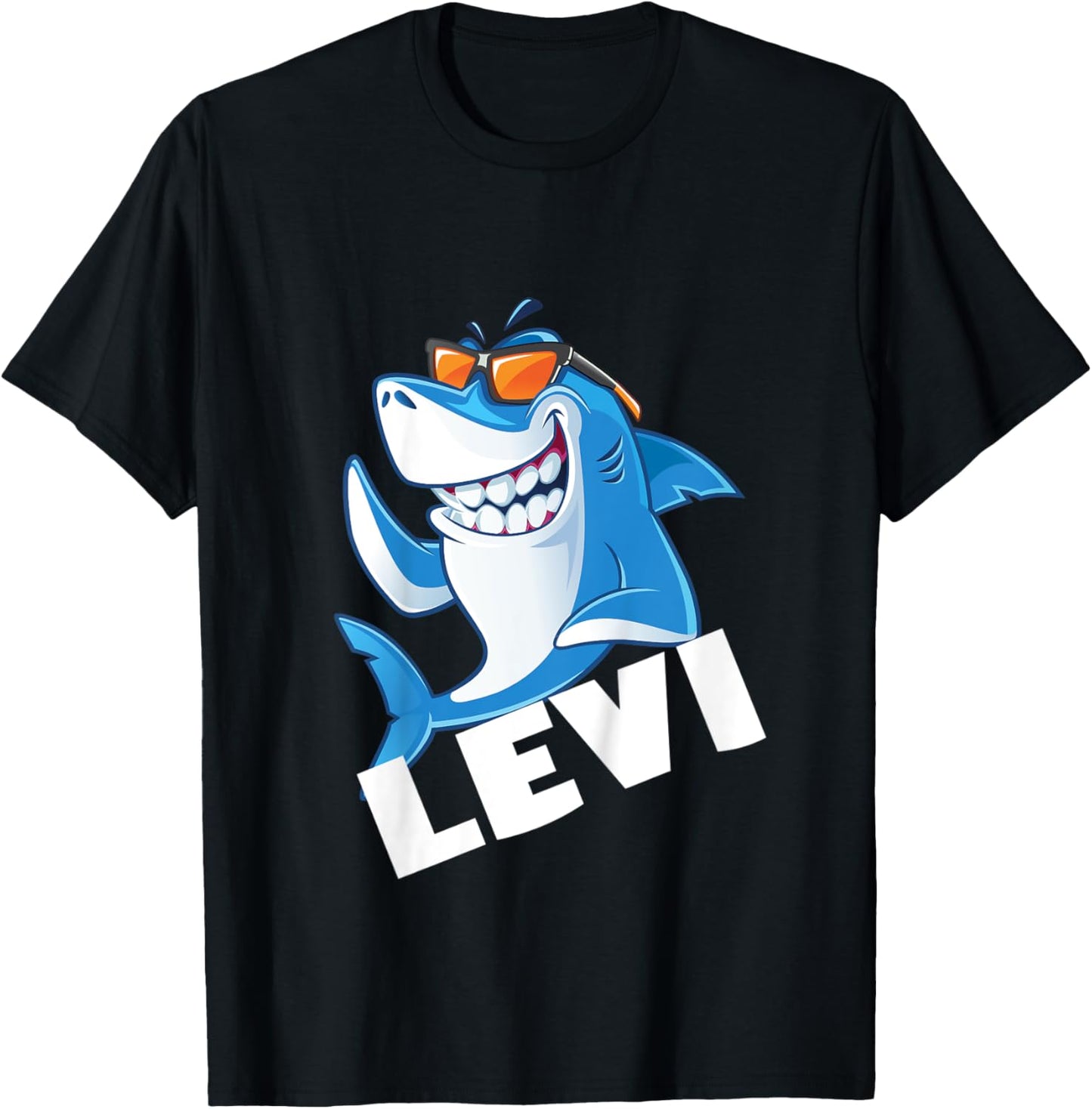 Kids Shark Name Levi Gift Boys T-Shirt - T-Shirt | Black
