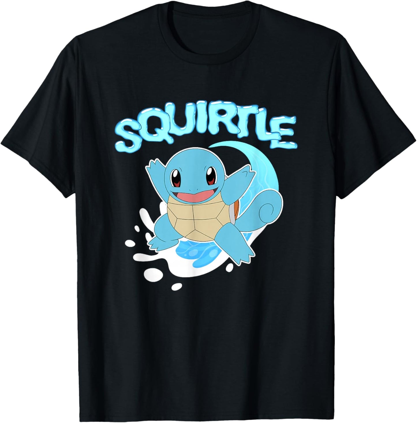 Pokémon Squirtle Riding A Wave Cute Shot T-Shirt - T-Shirt | Black