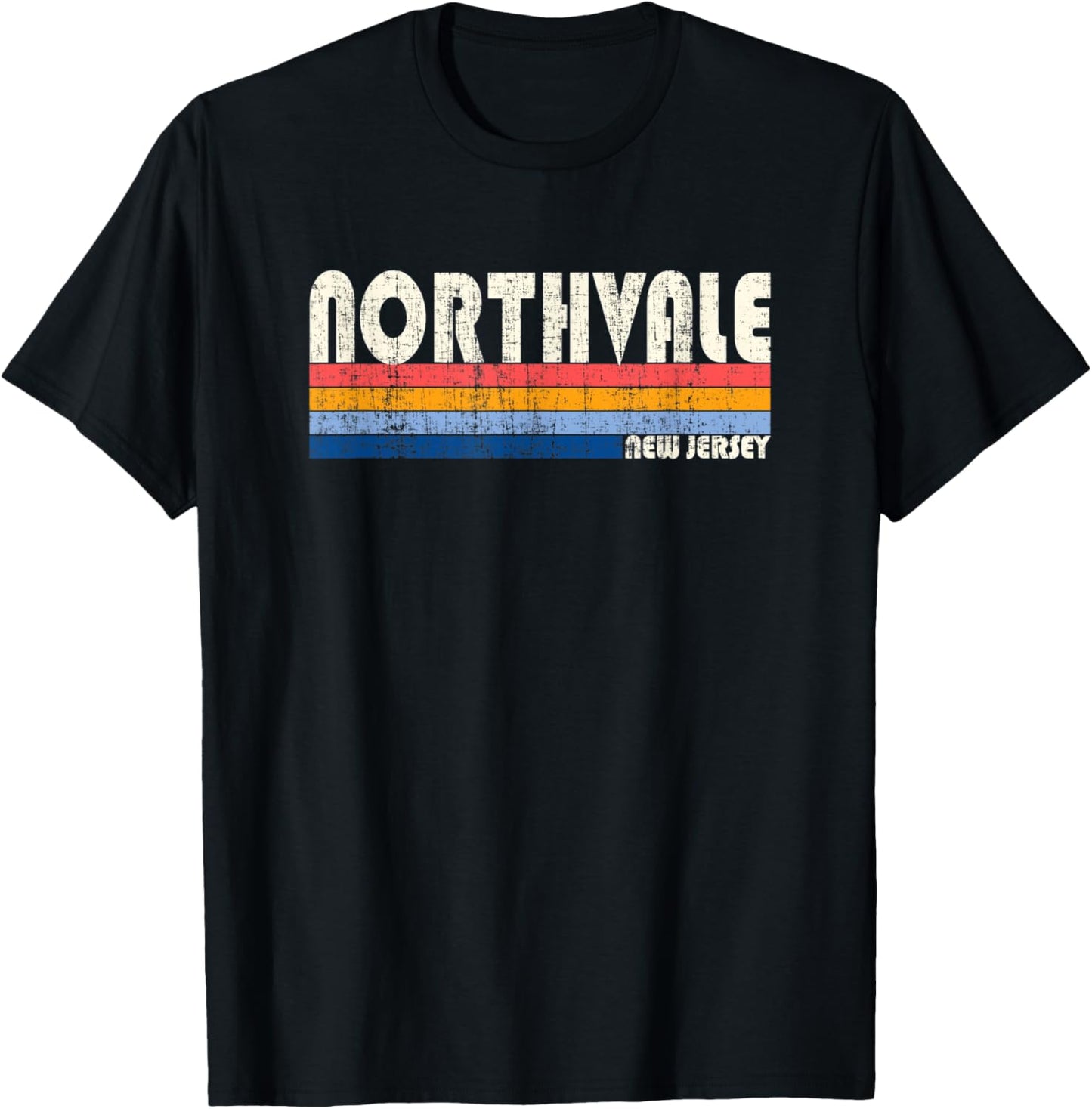 Vintage Retro 70s 80s Style Hometown of Northvale, NJ T-Shirt - T-Shirt | Black