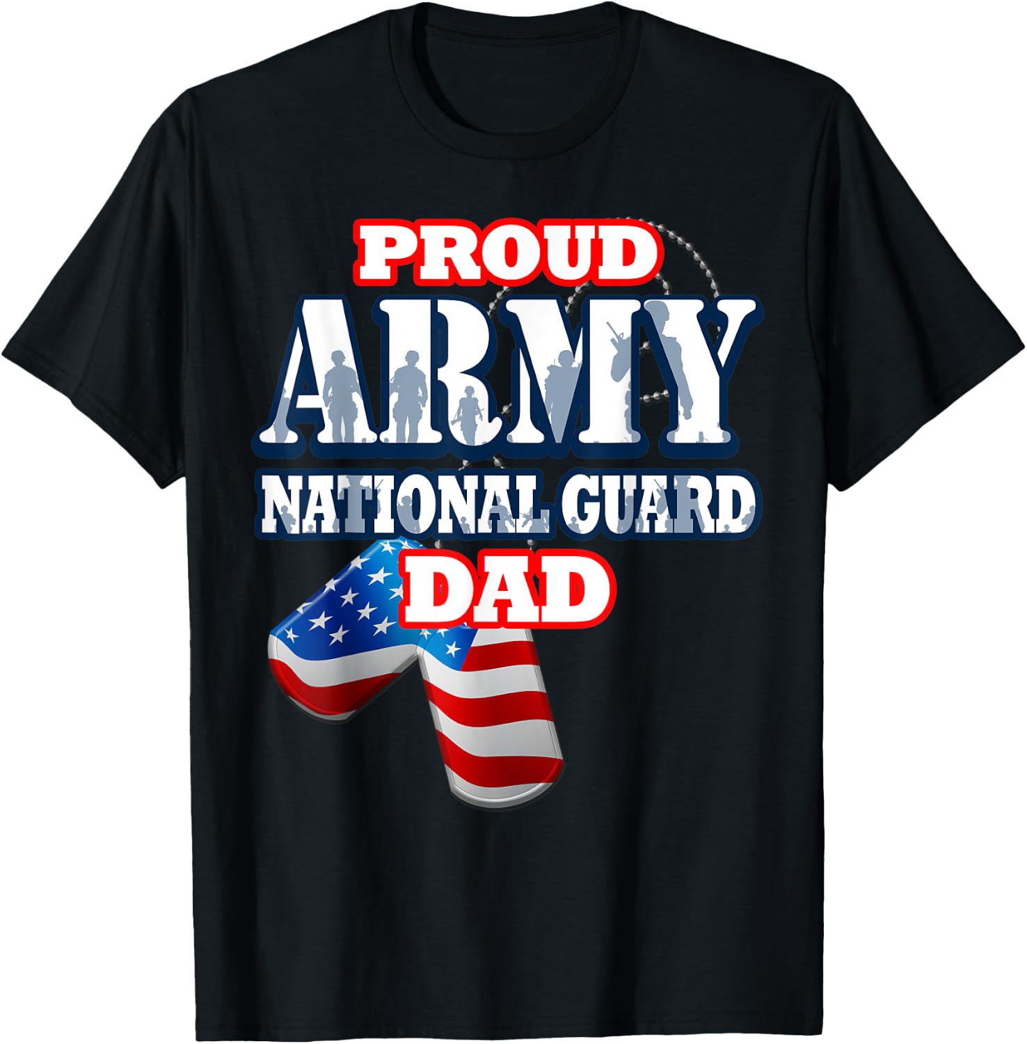 USA Proud Army National Guard Dad Fathers Day Shirt T-Shirt - T-Shirt | Black