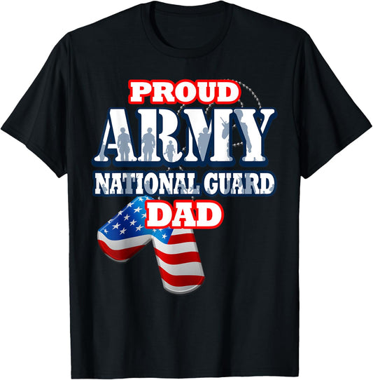 USA Proud Army National Guard Dad Fathers Day Shirt T-Shirt - T-Shirt | Black