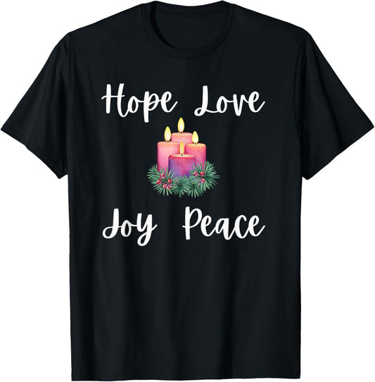 Cute Advent Christian Christmas Hope love joy peace T-Shirt - T-Shirt | Black