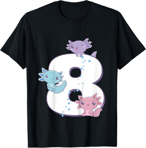Axolotl 8th Birthday - I'm 8 Daughter Girl's Birthday Party T-Shirt - T-Shirt | Black