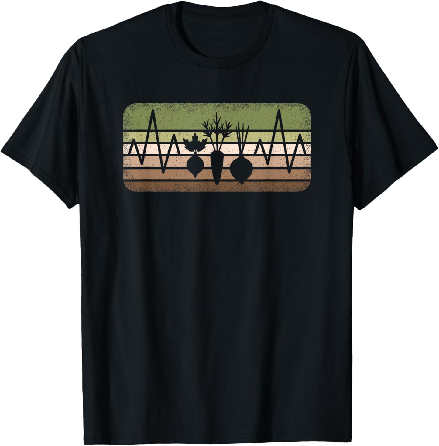 Funny Gardener Heartbeat Retro Graden Gardening Men T-Shirt - T-Shirt | Black