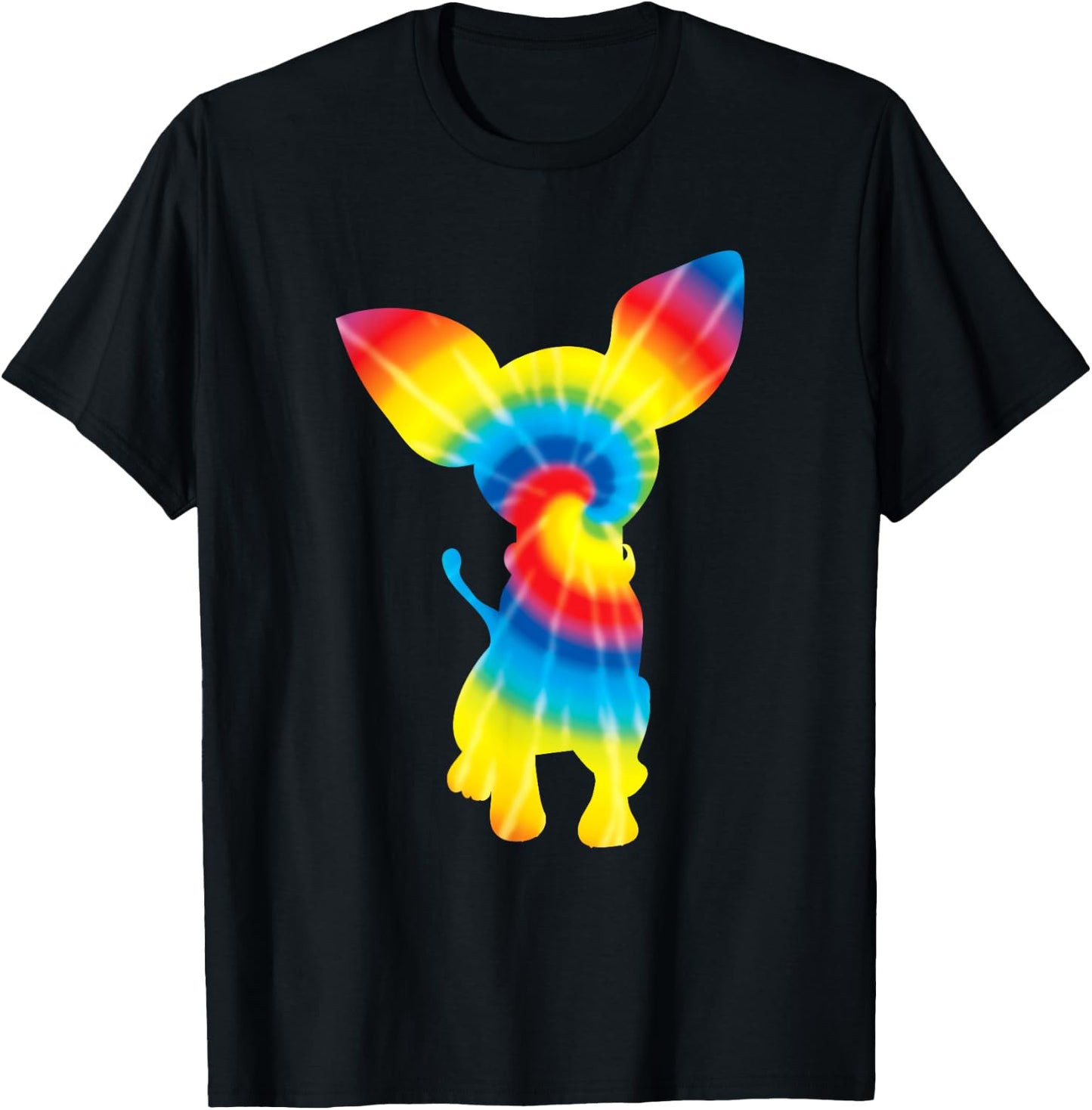 Tie Dye Chihuahua Rainbow Print Dog Pup Hippie Peace Gift Women Girls Kids T-Shirt - T-Shirt | Black