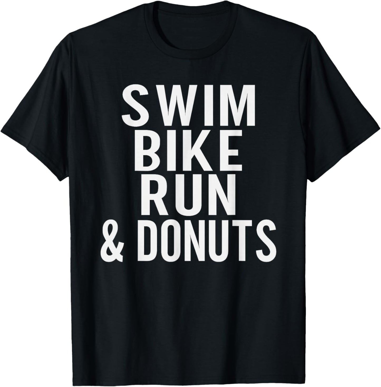 Swim Bike Run and Donuts Lover Triathlon T-Shirt - T-Shirt | Black