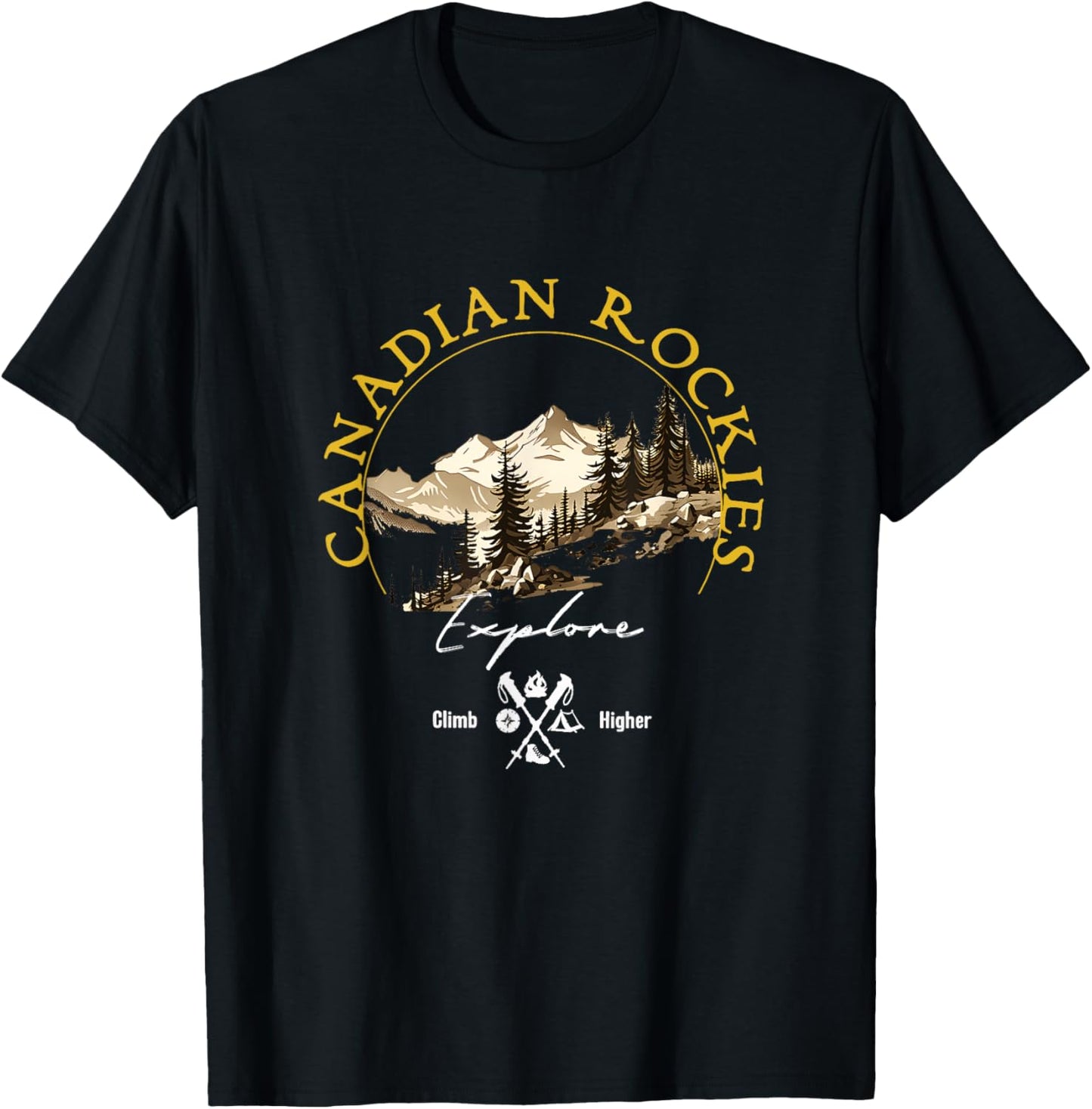 Canadian Rockies Retro Vintage Apparel - Souvenir T-Shirt - T-Shirt | Black