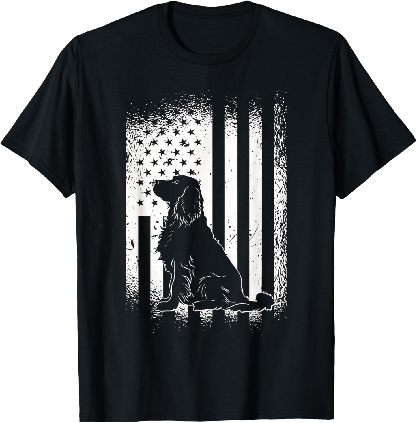 Golden Retriever American Flag USA Fan Dog Owner Dog T-Shirt - T-Shirt | Black