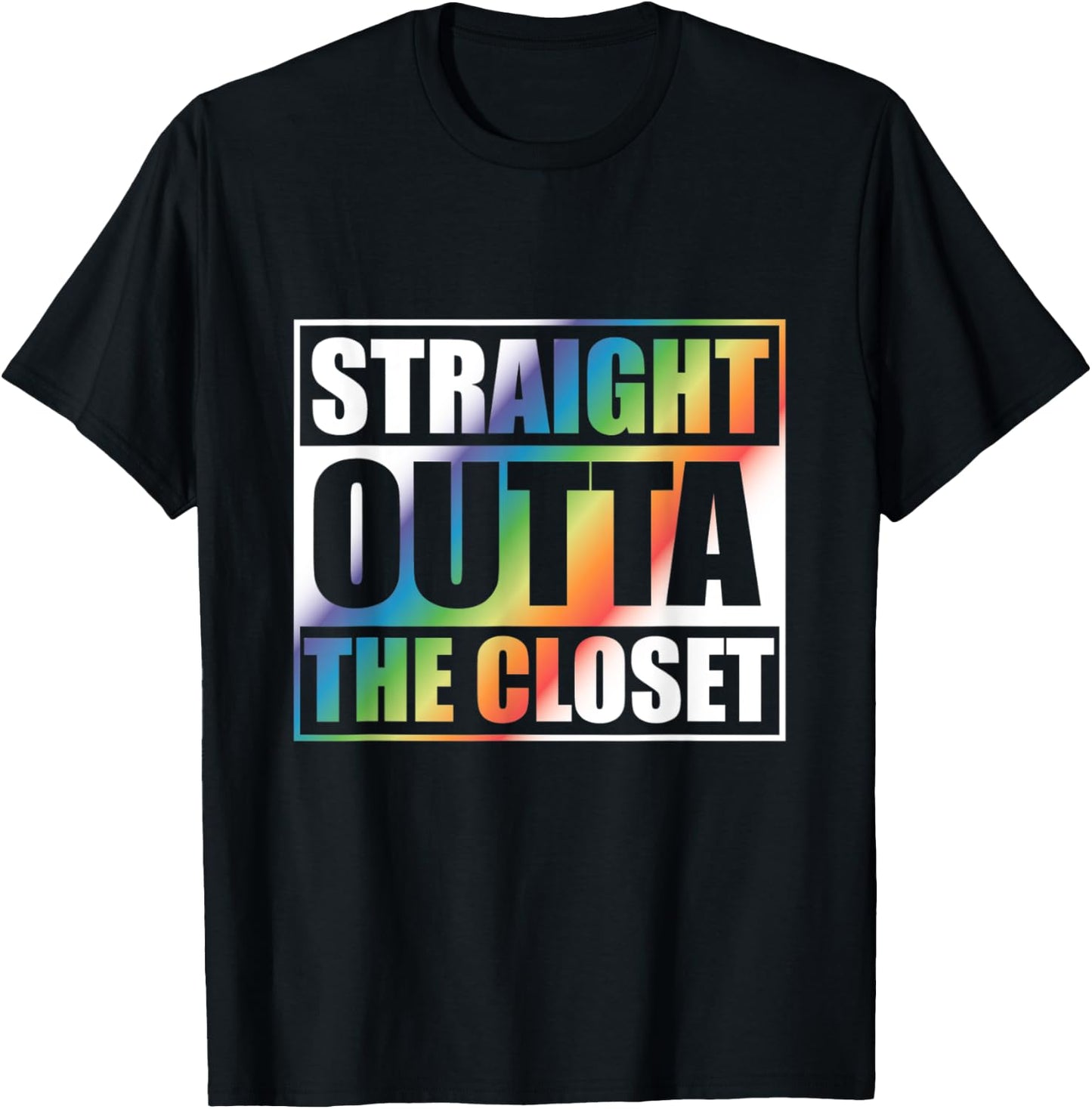Straight Outta the Closet with Rainbow Shirt for Coming Out T-Shirt - T-Shirt | Black