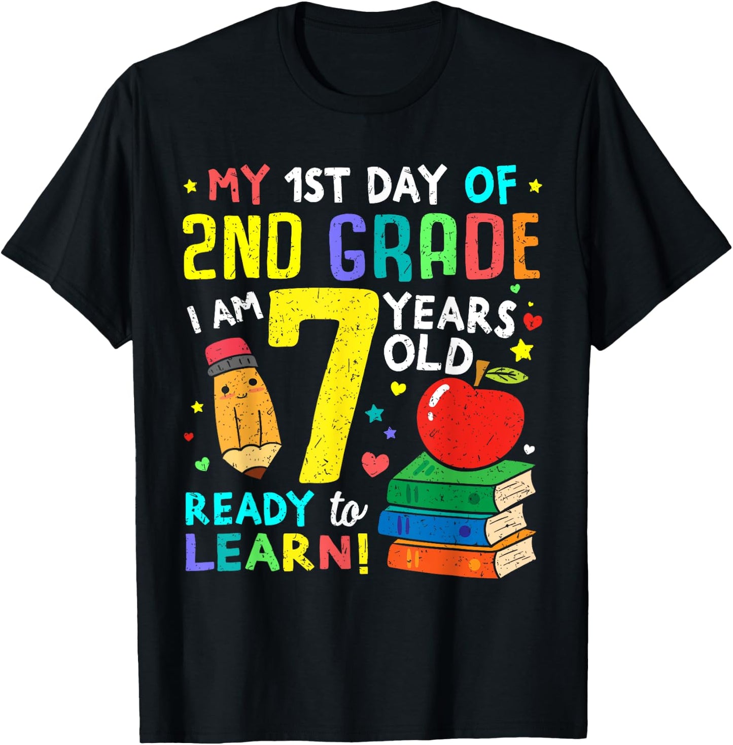 2nd Grade Back to First Day of School Shirt Boys Girl Gift T-Shirt - T-Shirt | Black