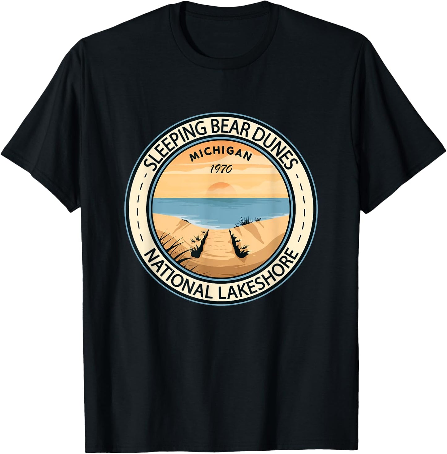 Sleeping Bear Dunes National Lakeshore Michigan Vintage T-Shirt - T-Shirt | Black