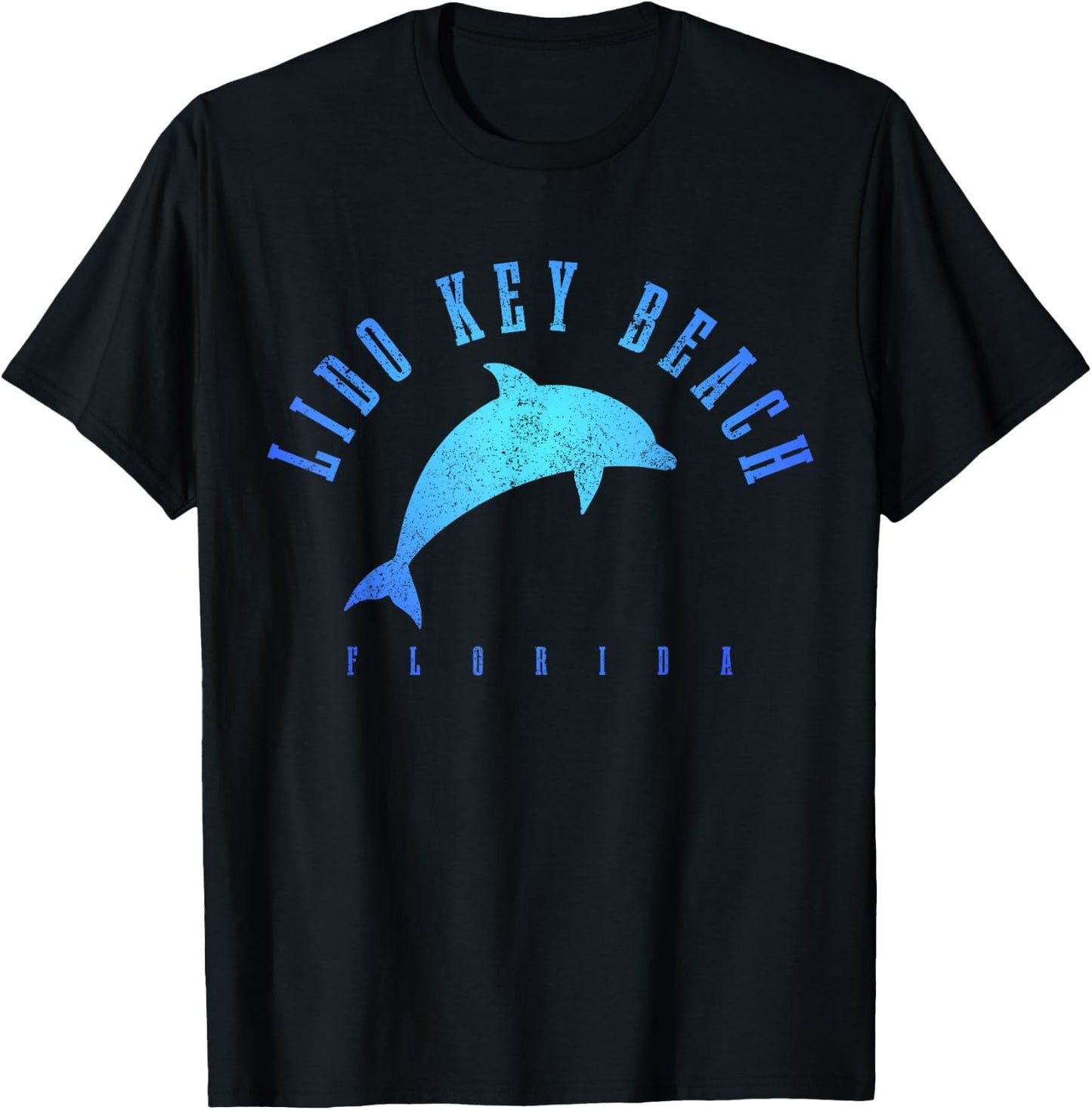 Lido Key Beach Florida FL Vintage Dolphin Holiday T-Shirt - T-Shirt | Black
