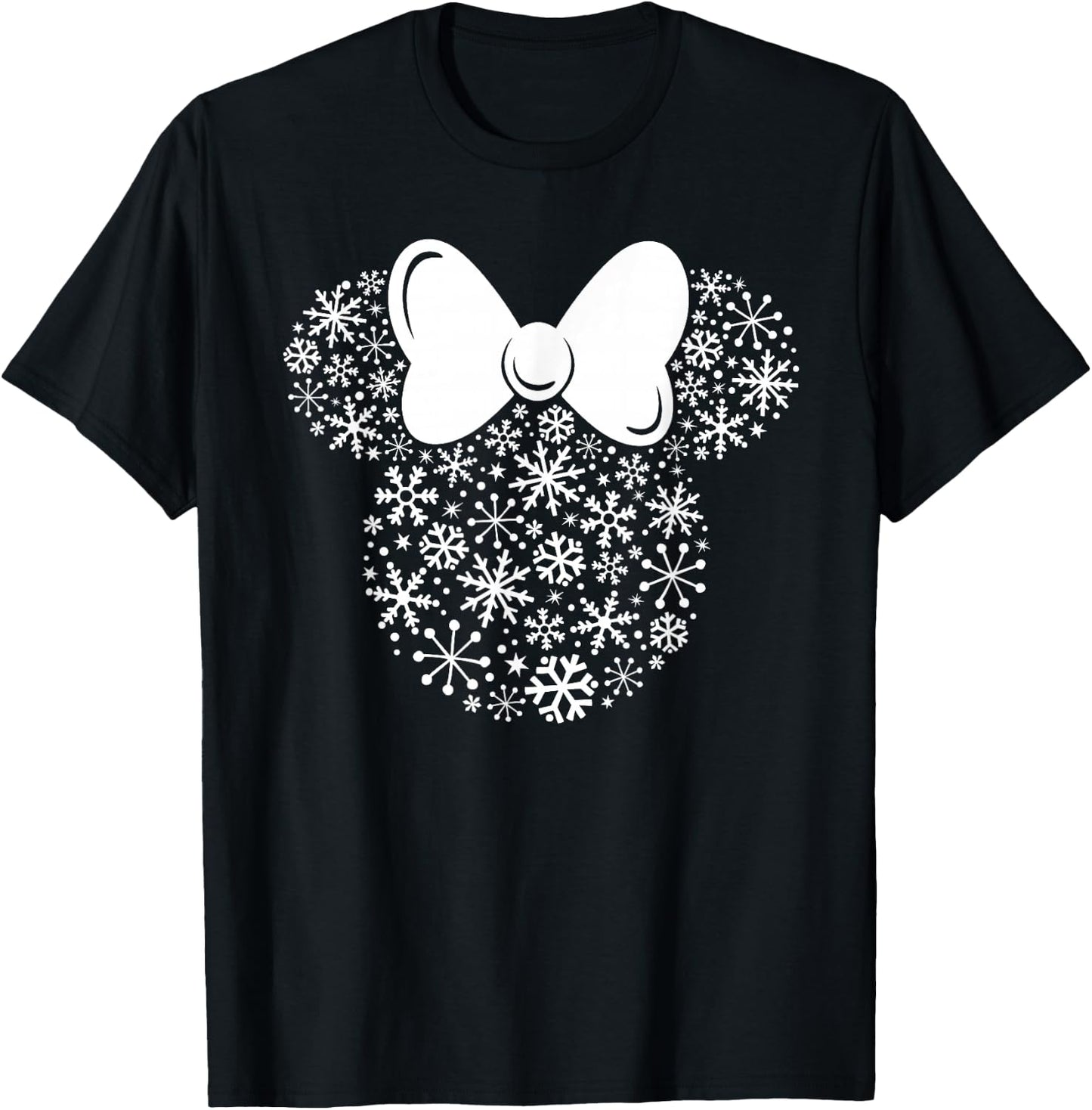 Disney Minnie Mouse Icon Winter Holiday Christmas Snowflakes T-Shirt - T-Shirt | Black