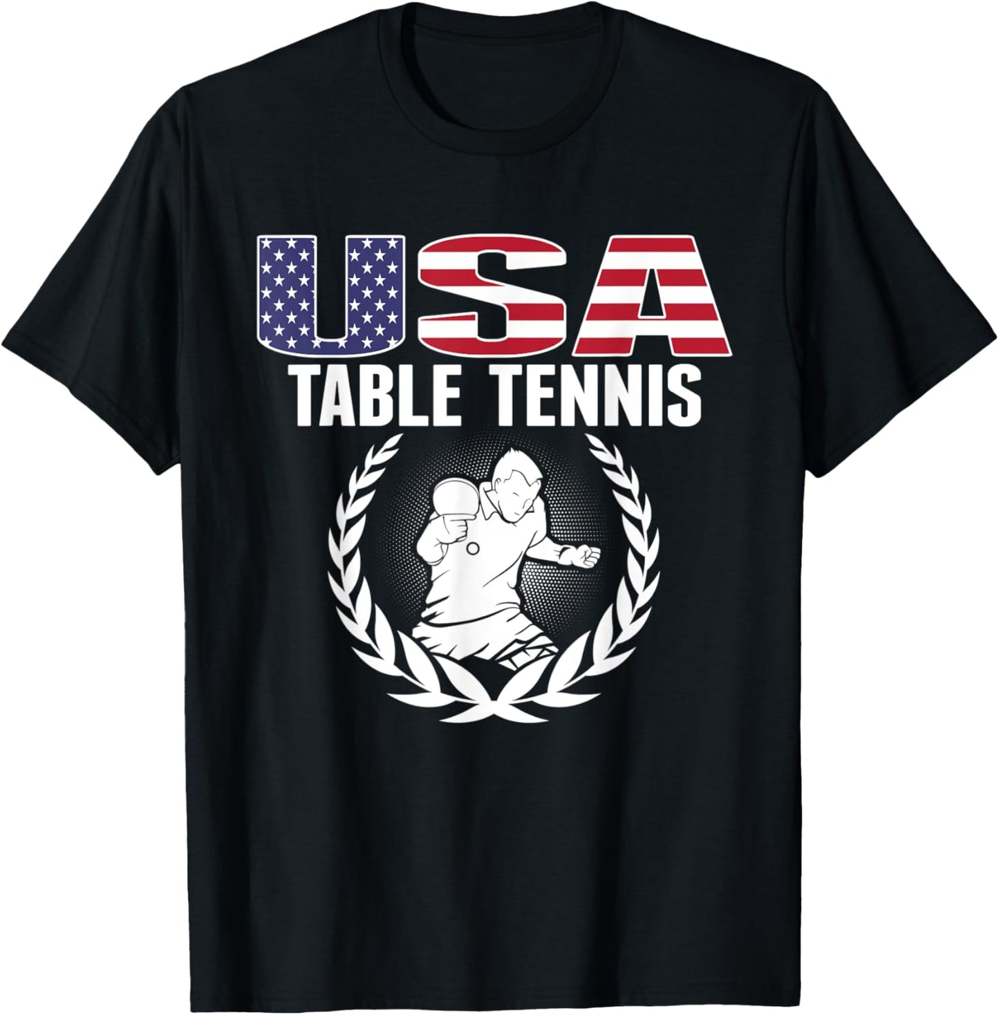 Proud America Table Tennis Lovers Jersey USA Flag Ping Pong Kids Men T-Shirt - T-Shirt | Black