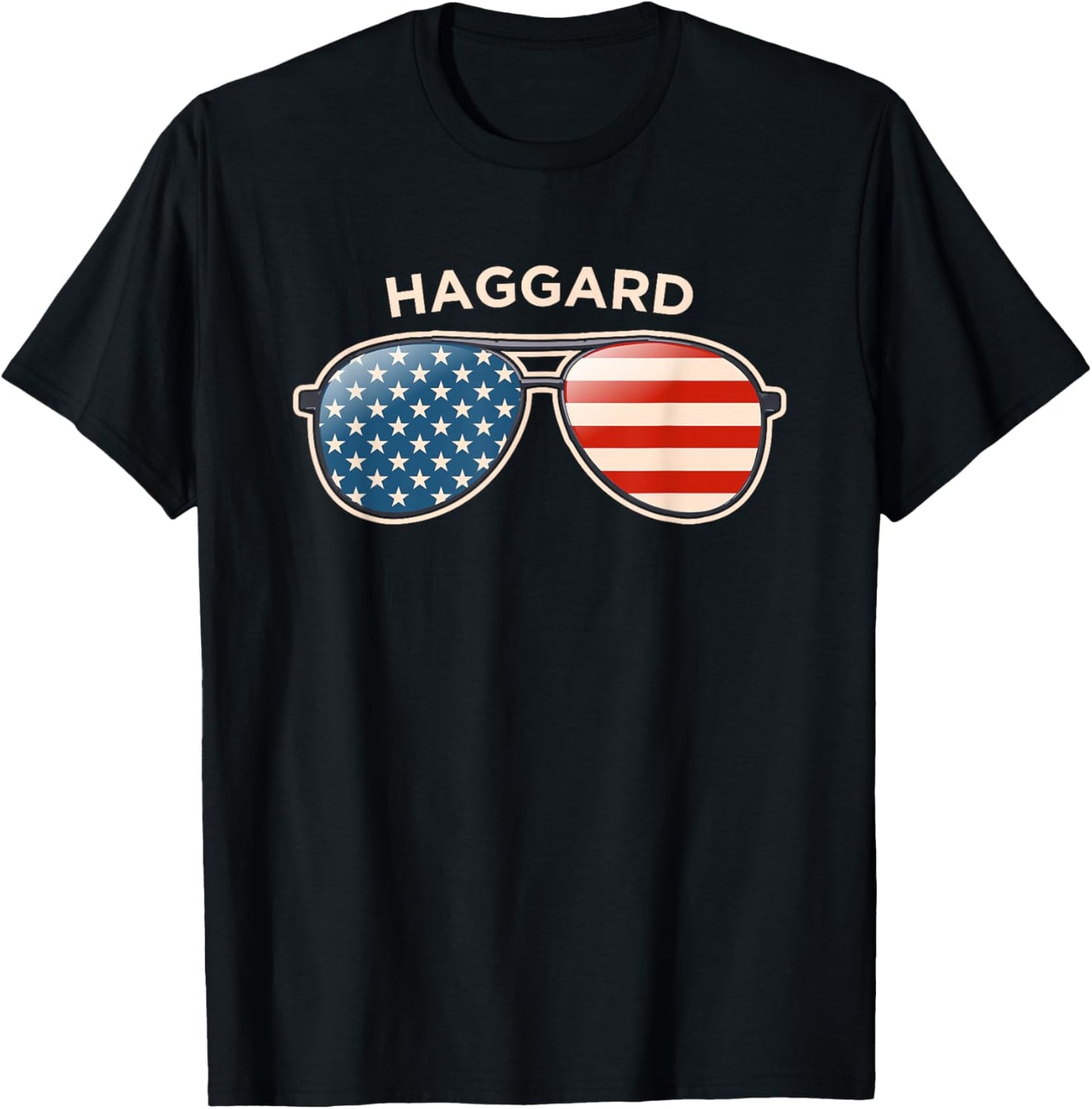 Haggard, KS Vintage US Flag Sunglasses T-Shirt - T-Shirt | Black