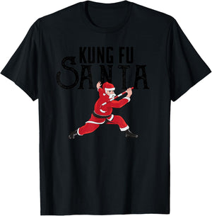 Kung Fu Santa Funny Silly Christmas Joke Gift KungFu Teacher Women Kids T-Shirt - T-Shirt | Black