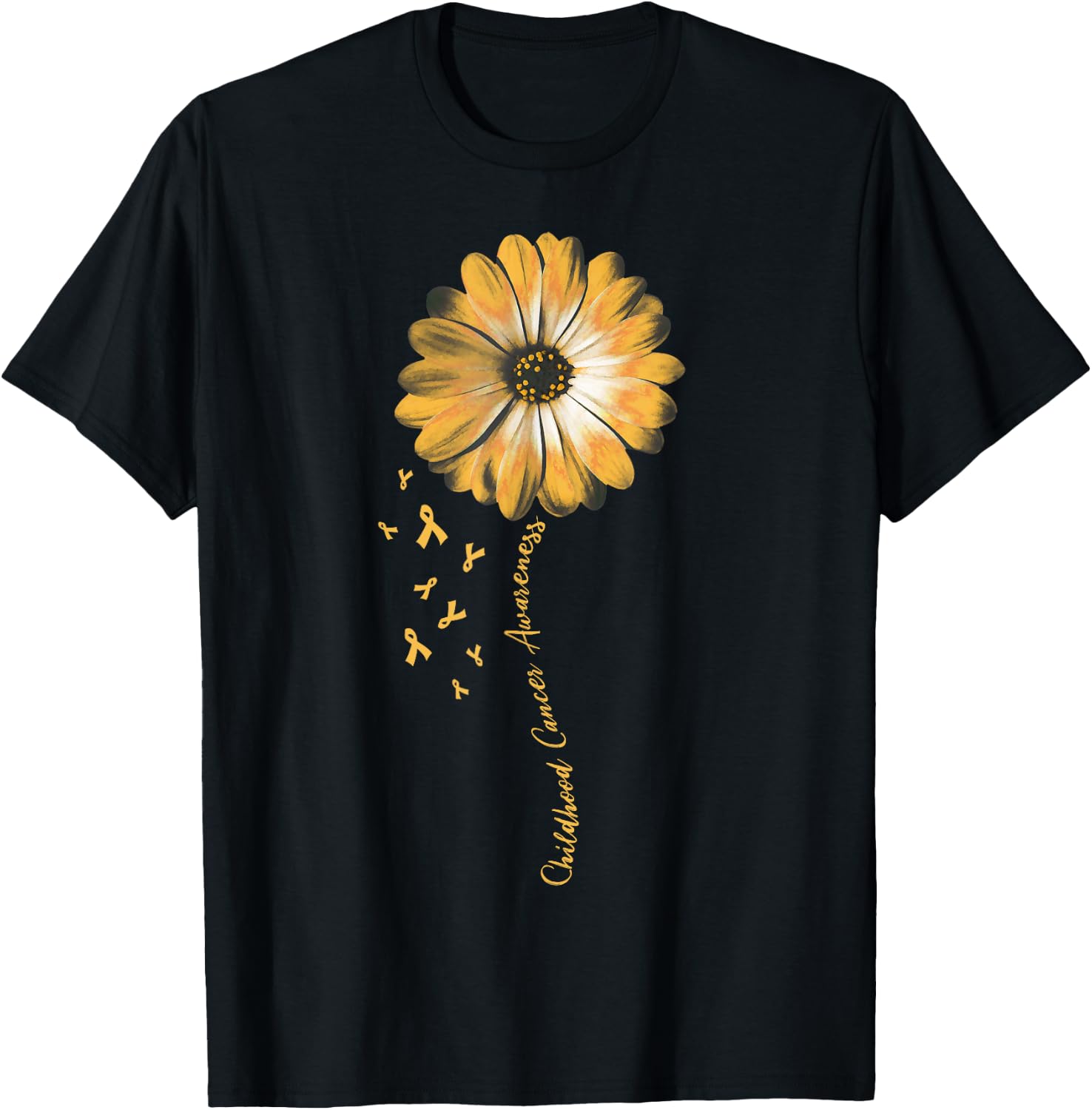 Daisy Flower Childhood Cancer Awareness Gifts T-Shirt - T-Shirt | Black
