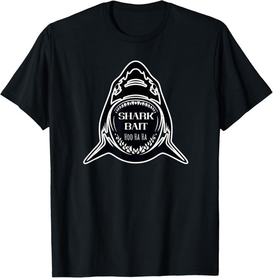 Great Shark Bait Hoo Ha Ha ooh Haha White Shark Lover T-Shirt - T-Shirt | Black