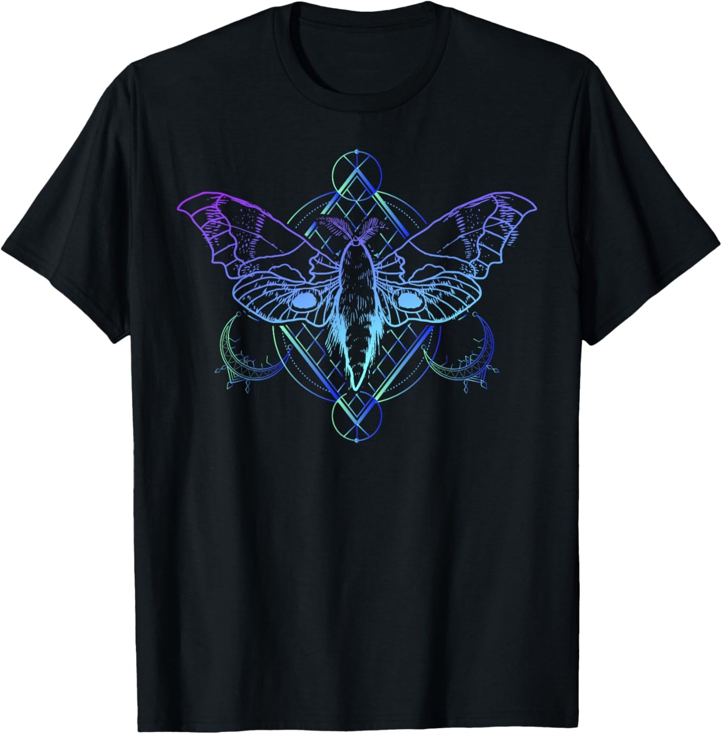 Goth Moth And Crescent Moon Creepy design Gift Goths T-Shirt - T-Shirt | Black