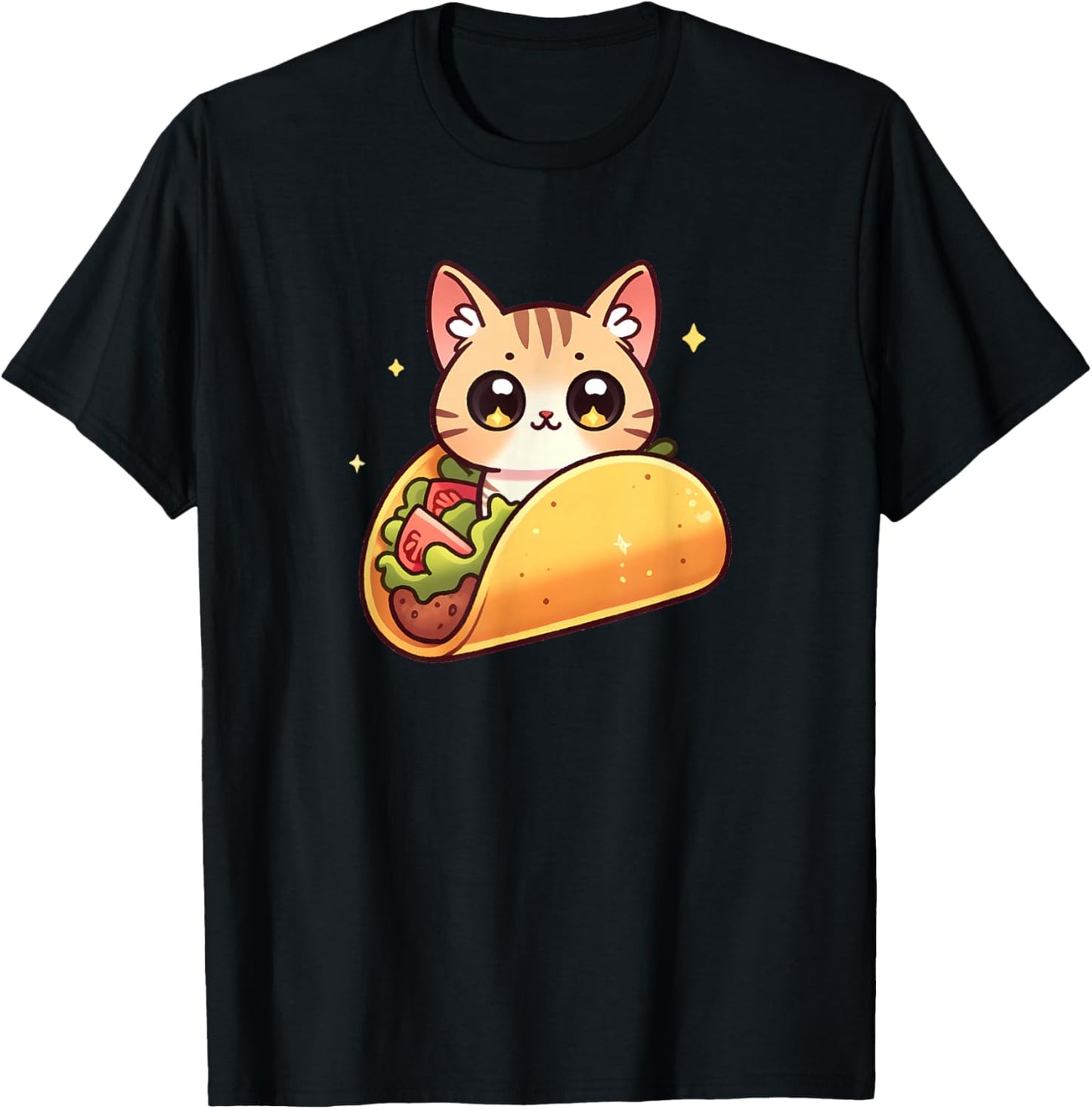 Cute Taco Cat Funny Kawaii Food T-Shirt - T-Shirt | Black