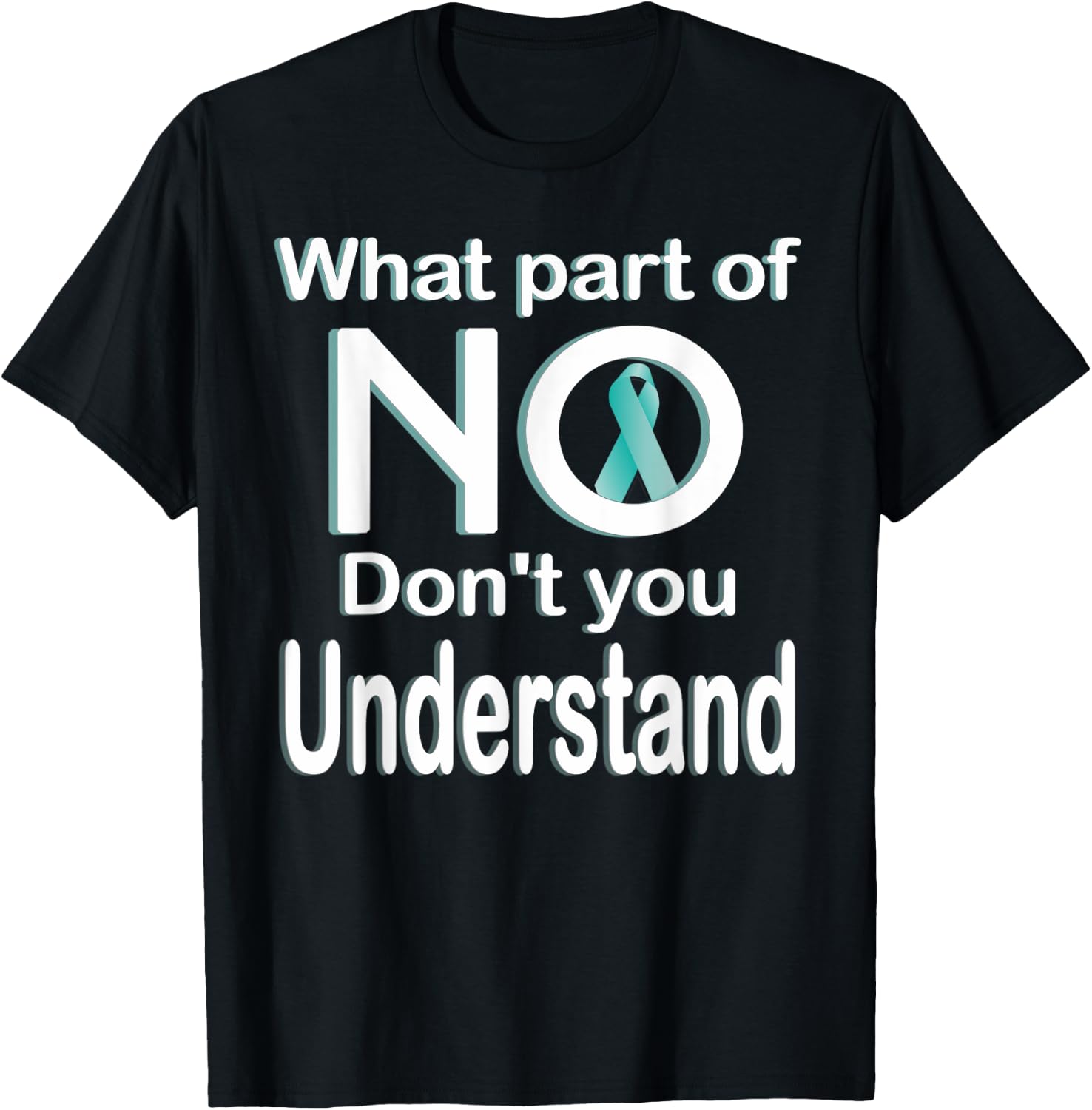 Sexual Assault Awareness Month Teal Ribbon T-Shirt - T-Shirt | Black