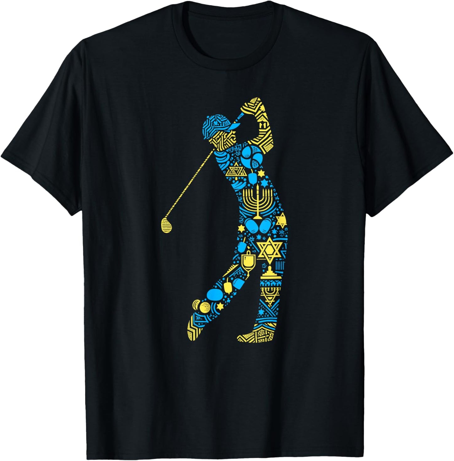 Golf Player Menorah Dreidel Jewish Hanukkah Kids T-Shirt - T-Shirt | Black